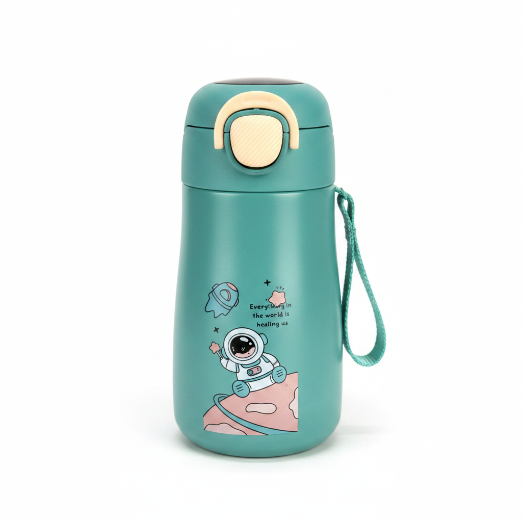 Teal Green Astronaut Bottle - Close-up Detail