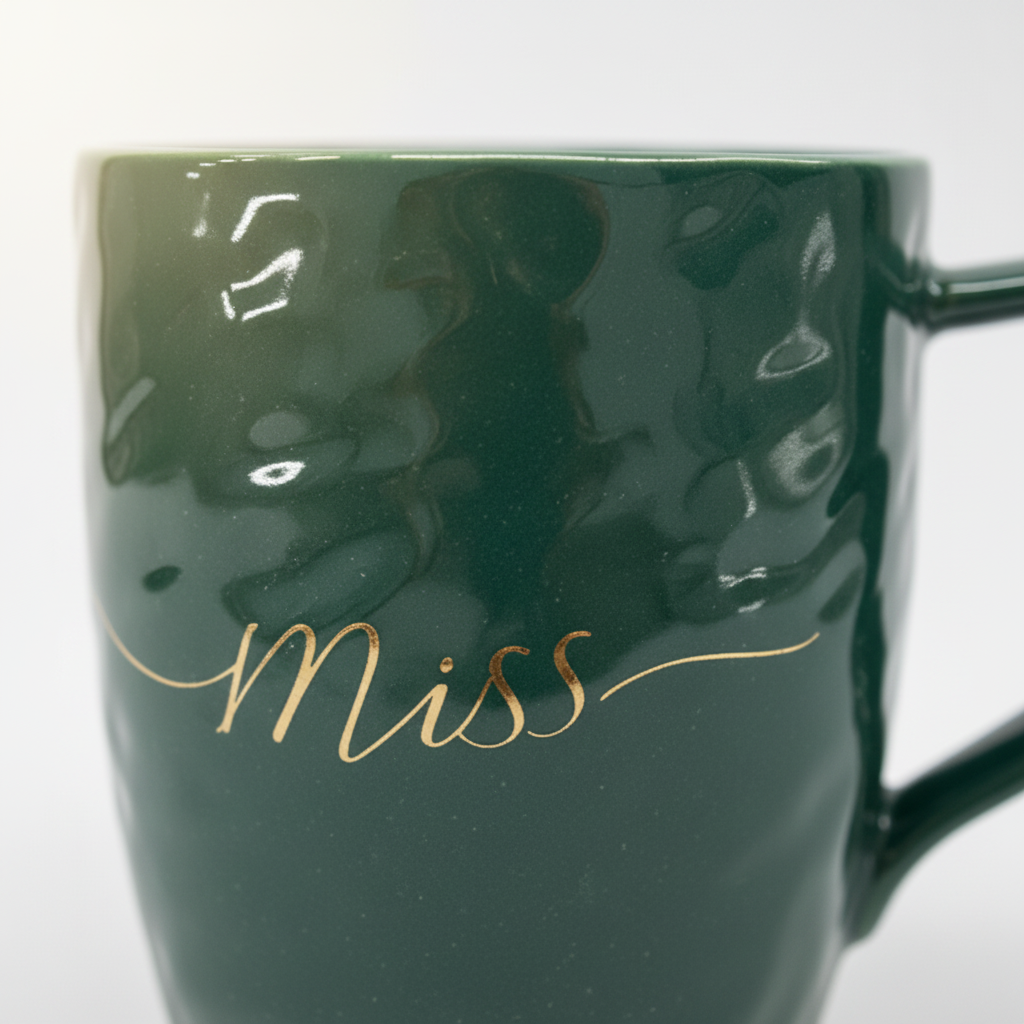 Gold Miss Script Close-up Detail