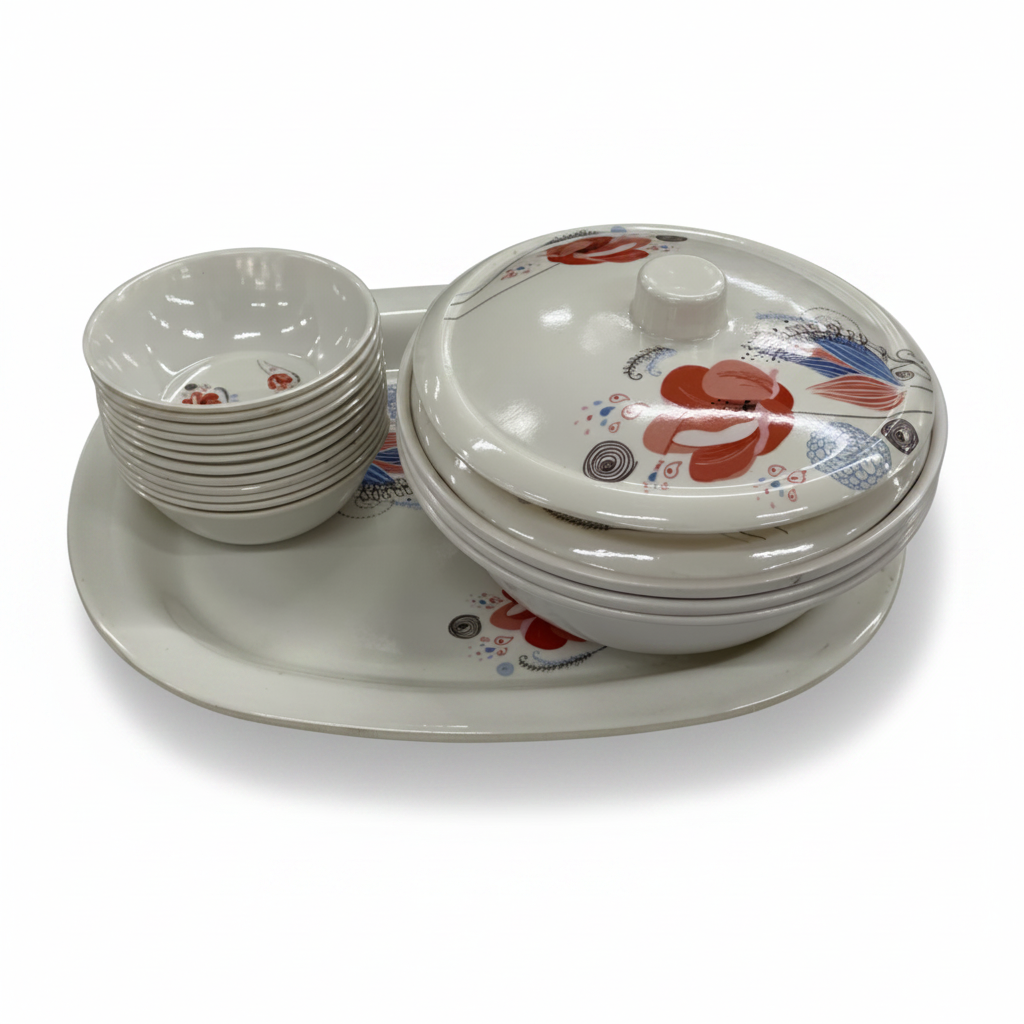 Born Chef Melamine Bowls, Casserole Dish and Serving Tray - White Background
