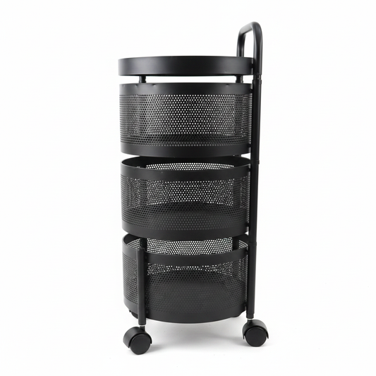3-Tier Rolling Trolley - Side Profile