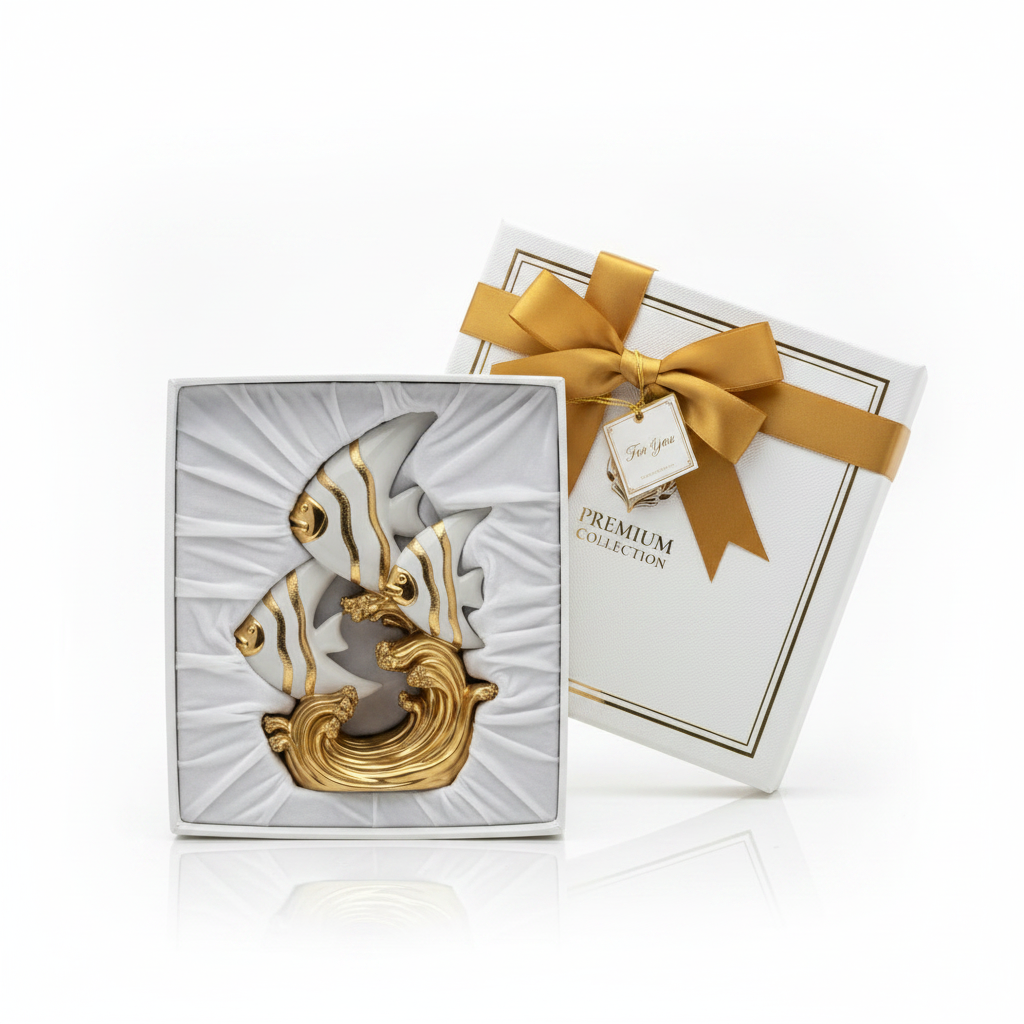 Angel fish figurine in gift box packaging
