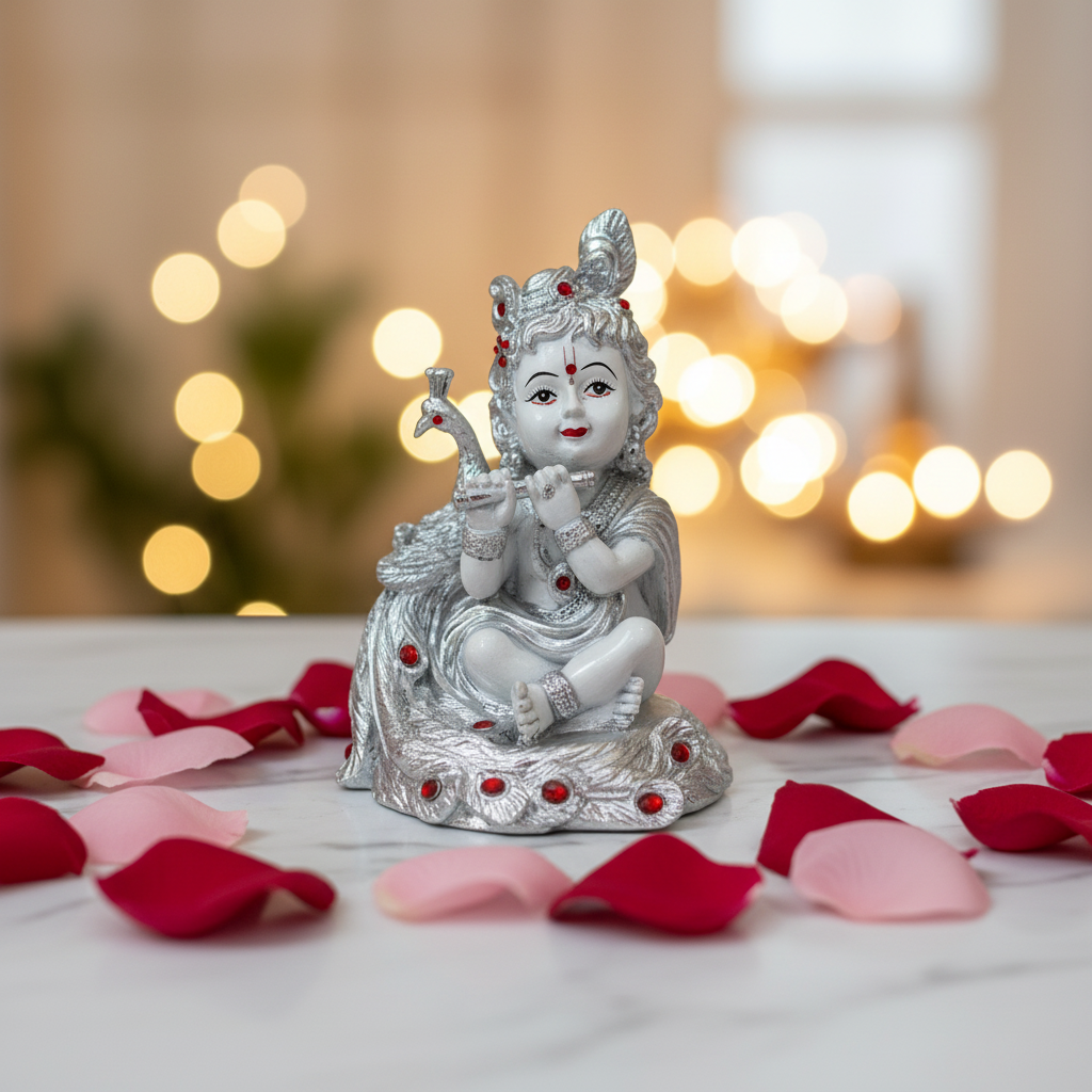 Silver Bal Gopal Marble Flat Lay
