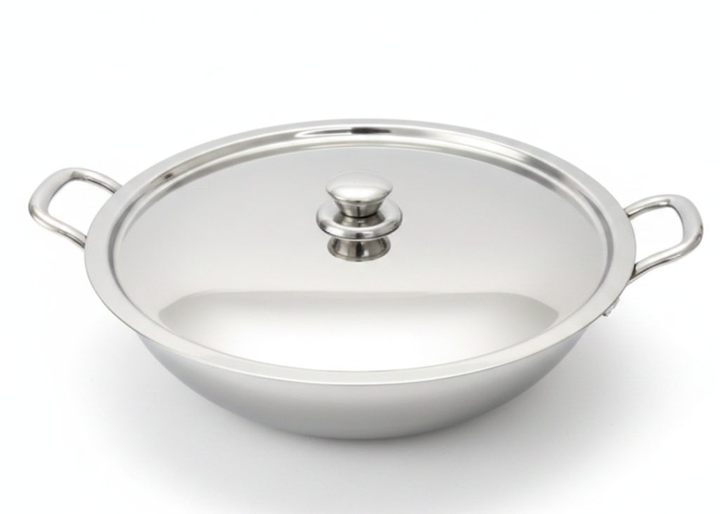 Shri Shyam Stainless Steel Kadai - Three Quarter Angle