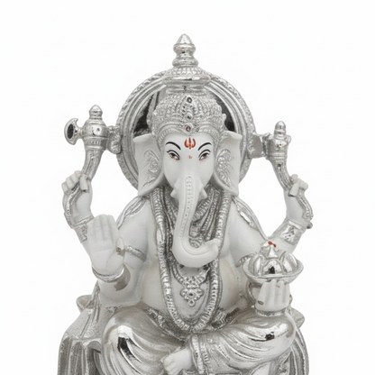 Silver Ganesha Close-up Detail
