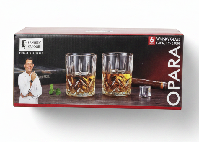 Sanjeev Kapoor Opara Whiskey Glass Set - Gift Box Packaging