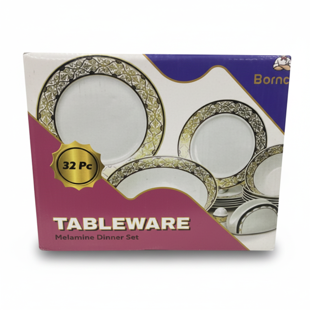 Born Chef 32 PC Melamine Dinner Set - Product Box White Background