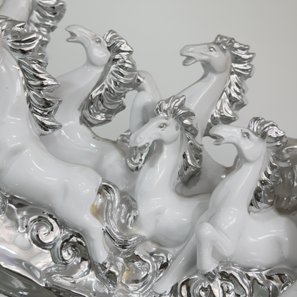 Silver mane horse heads close up detail