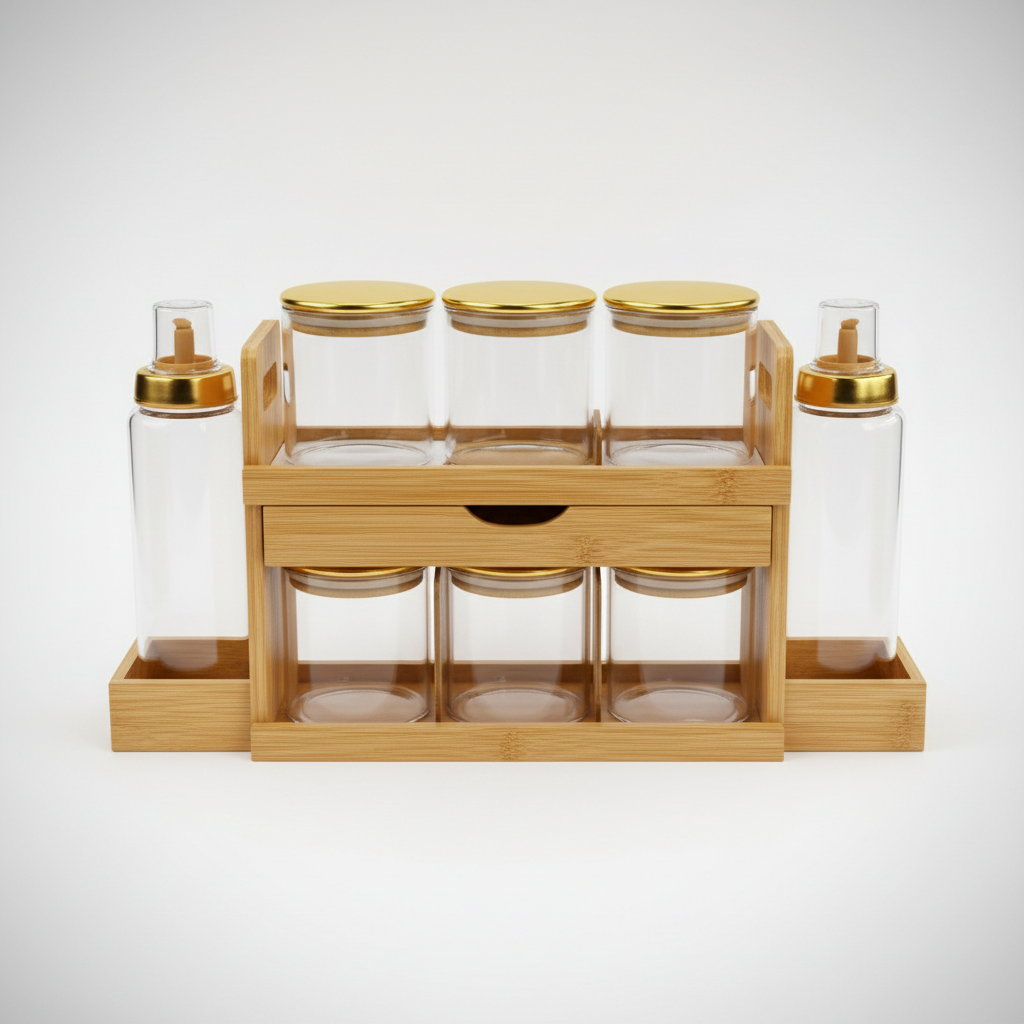 Bamboo Spice Rack - Wood Grain Detail Close-up