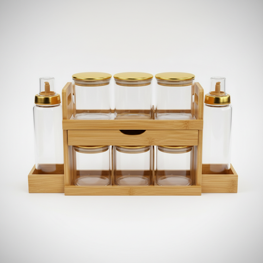 Bamboo Spice Rack - Wood Grain Detail Close-up