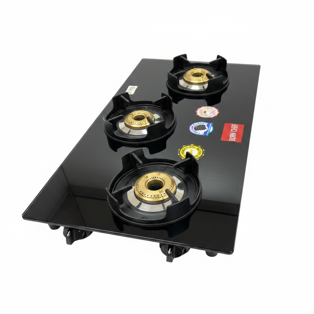 Born Chef Gas Stove - Front Angle 3 Burners