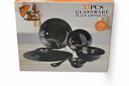 33 Pcs Black Glassware Dinner Set - Product Box