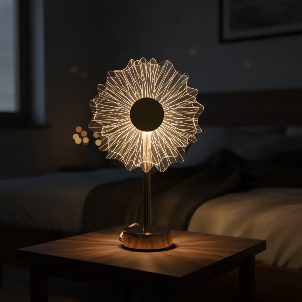 3D Acrylic Flower Lamp - Bedroom Dark Atmosphere