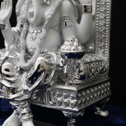 Silver Ganesha Singhasan - Throne Detail