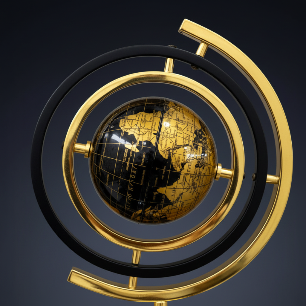 Gyroscope Globe Clock - Globe Close-up