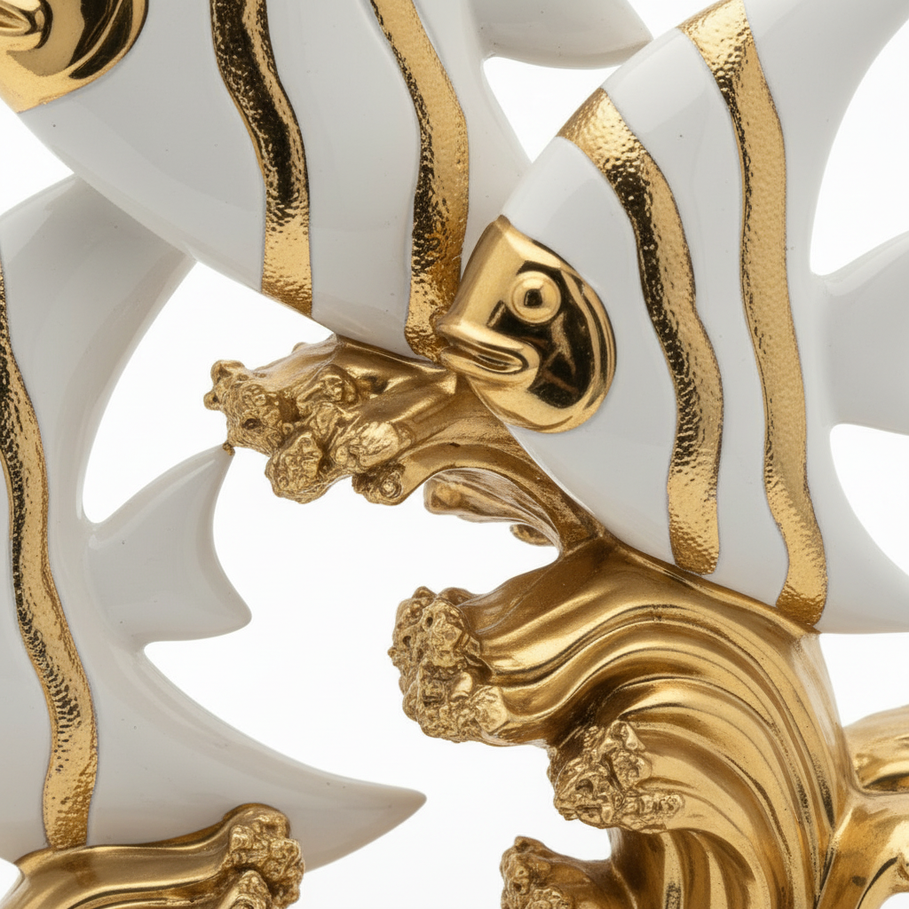 Gold stripe and wave base close up detail