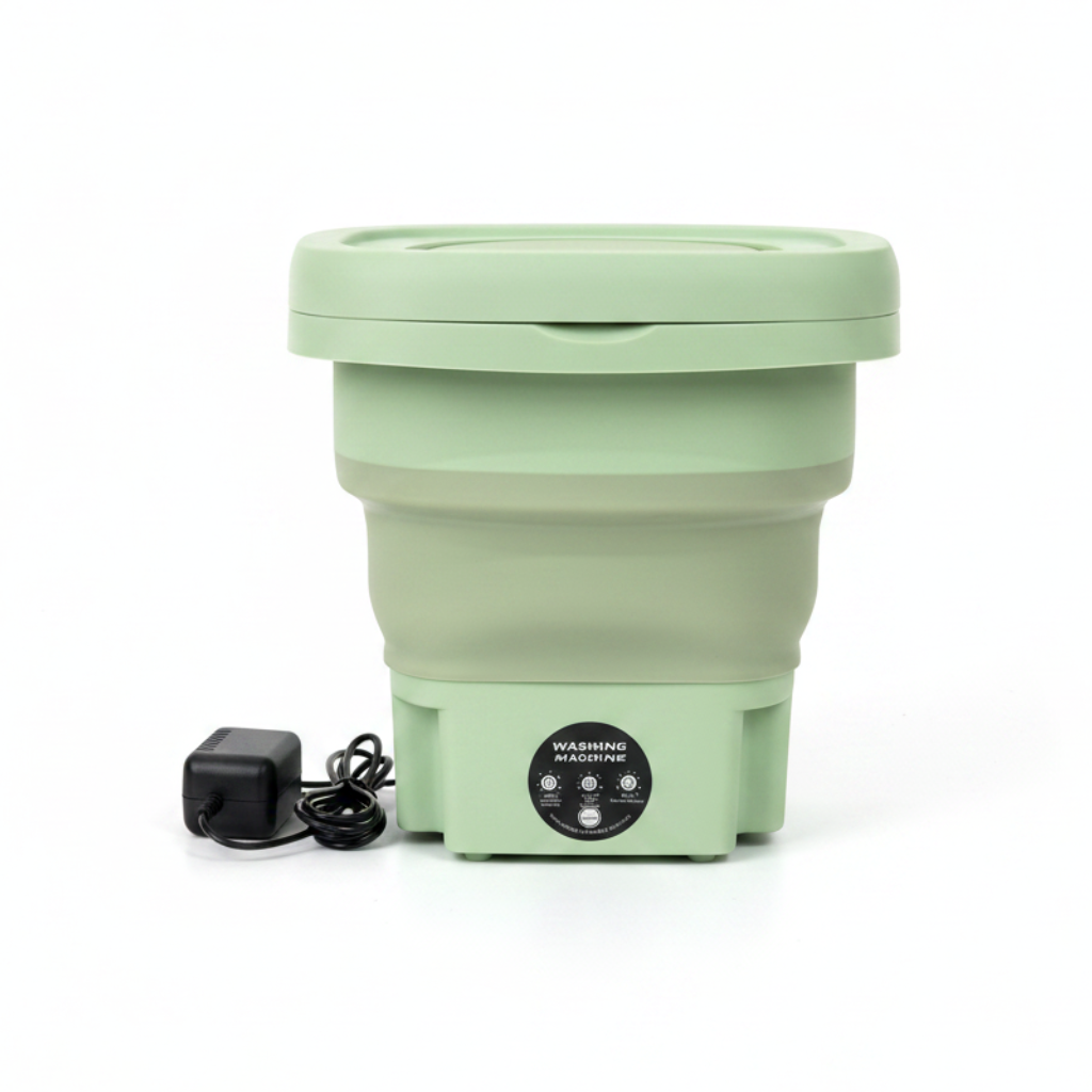 Foldable mini washing machine front view white background