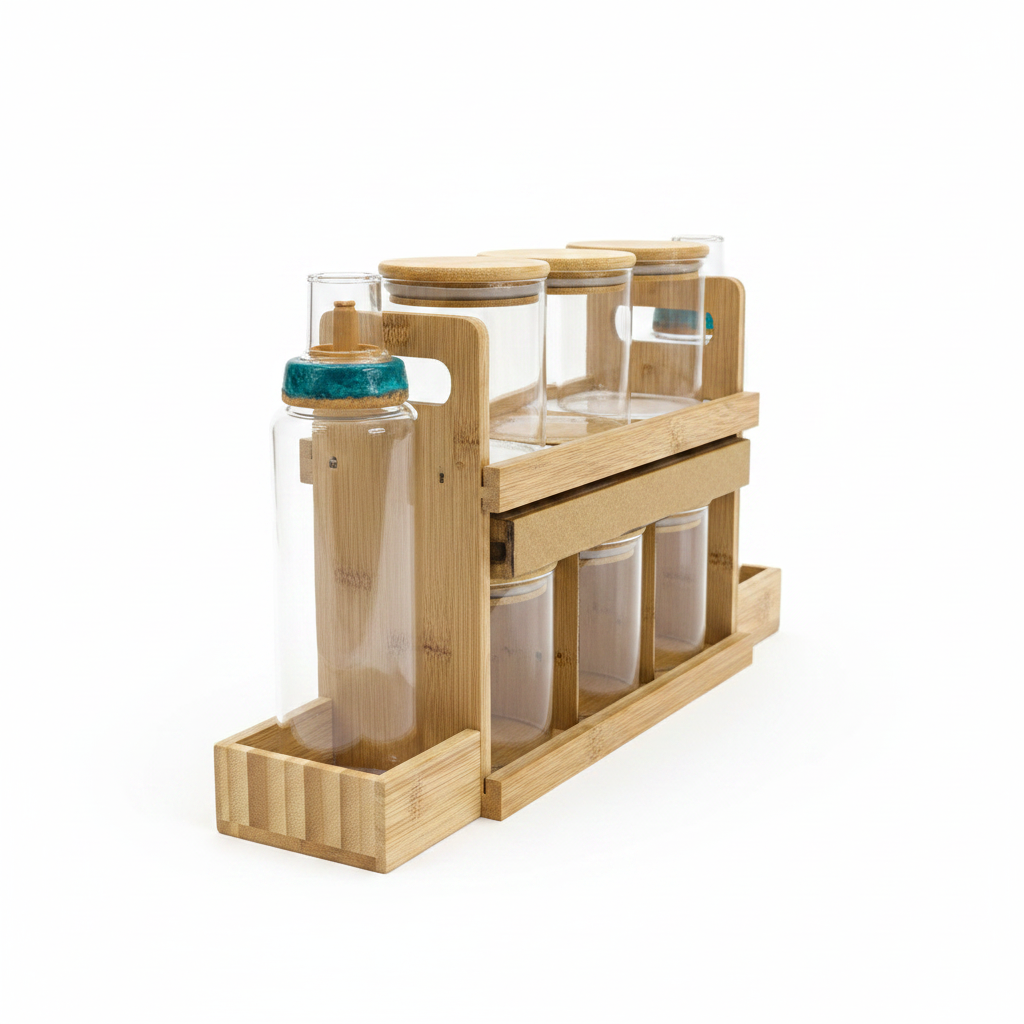Bamboo Spice Rack - Side Angle View