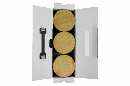Born Chef BC-2052 Glass Jar Set Unboxing Top View Bamboo Lids White Background