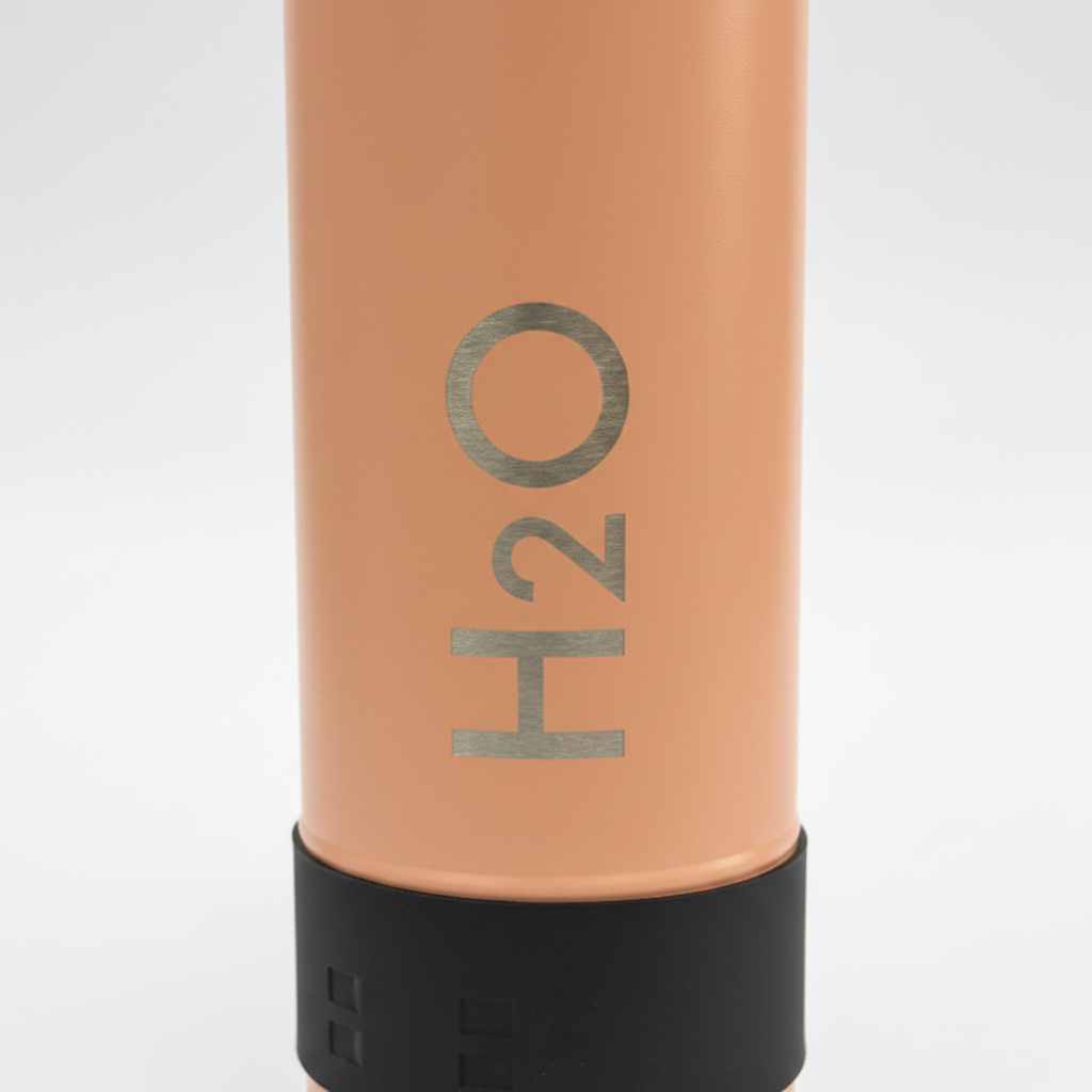 H2O LEVO 750ml bottle - close-up detail of logo and lid