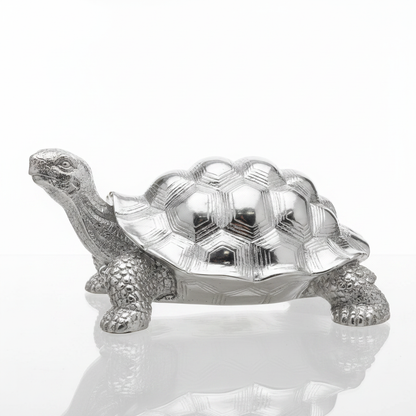Silver Tortoise Figurine - Right Side Profile