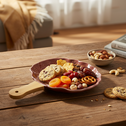 Fusion Snack Dish Brown Wavy - Lifestyle Shot with Snacks