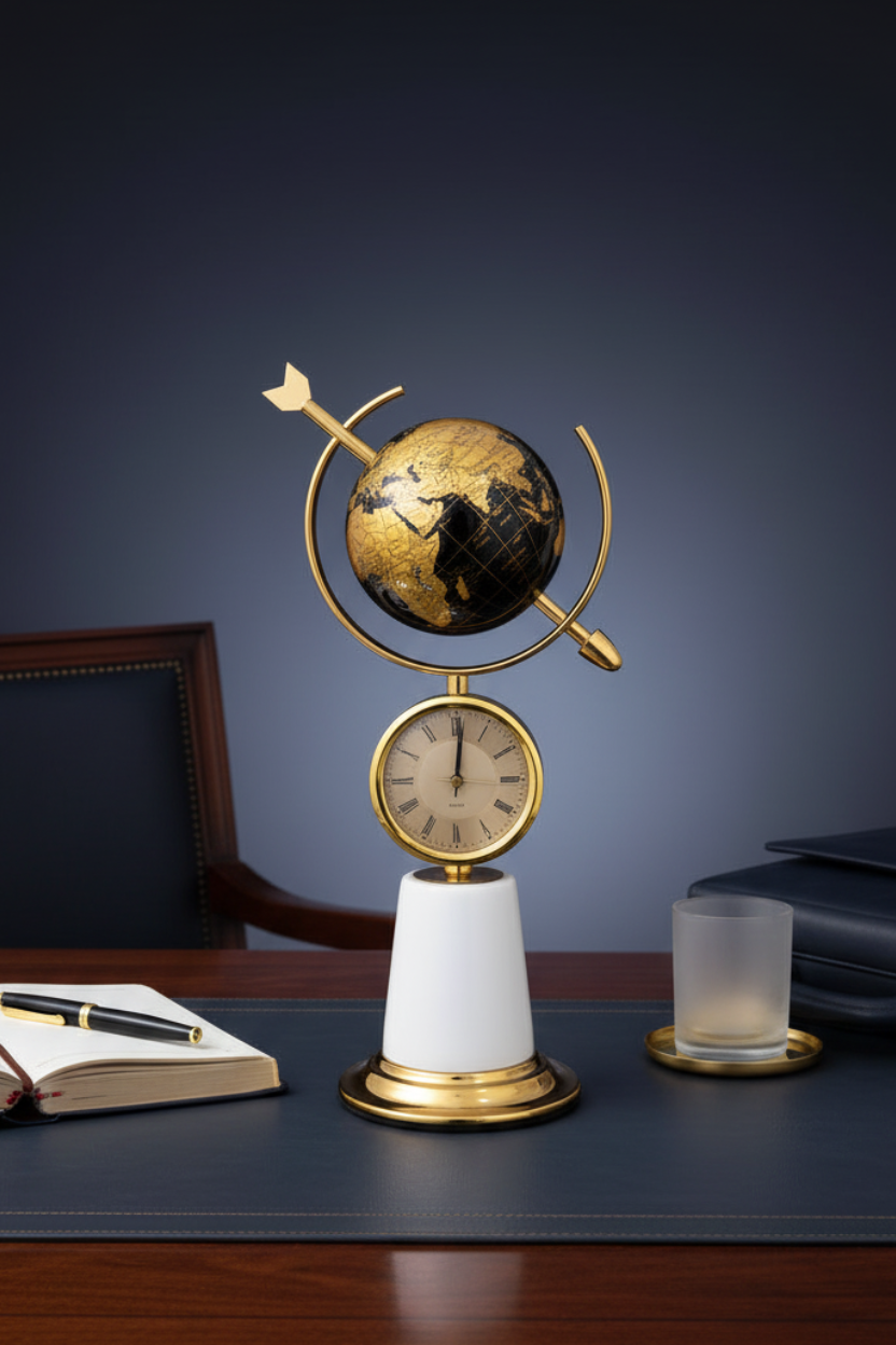 Arrow Globe Clock - Lifestyle View