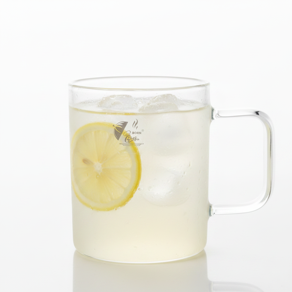Born Glass Mug with Cold Lemonade - Lifestyle