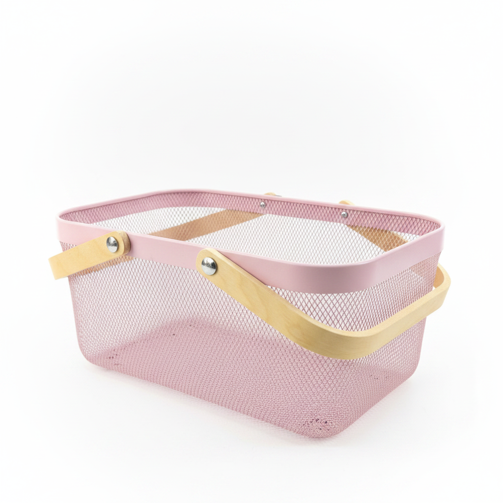 Pink Mesh Basket - Three-Quarter Angle