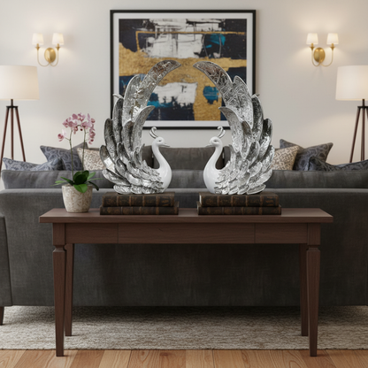 Silver Peacock Figurine - Lifestyle Scene