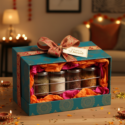6 Glass Canister Set - Diwali Gift Presentation