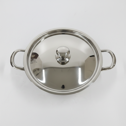 Born Chef Stainless Steel Kadai 22cm – Lid Top View White Background