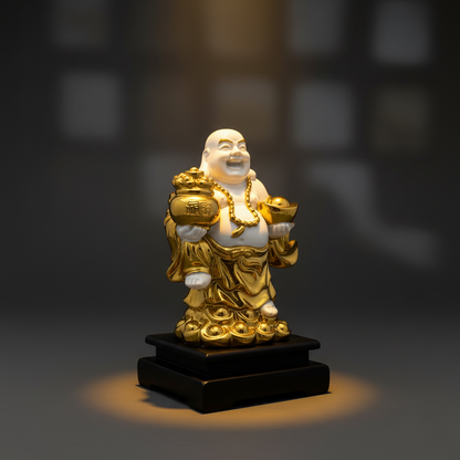 Laughing Buddha Figurine – 3/4 Angle View