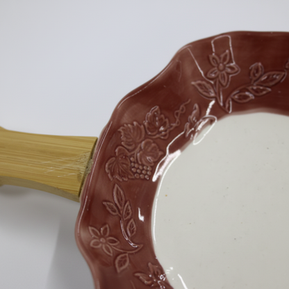 Fusion Snack Dish Brown Wavy - Floral Detail Close Up