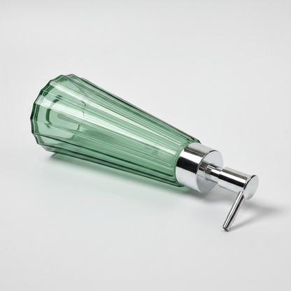 Green Glass Soap Dispenser - 3/4 Right Elevated