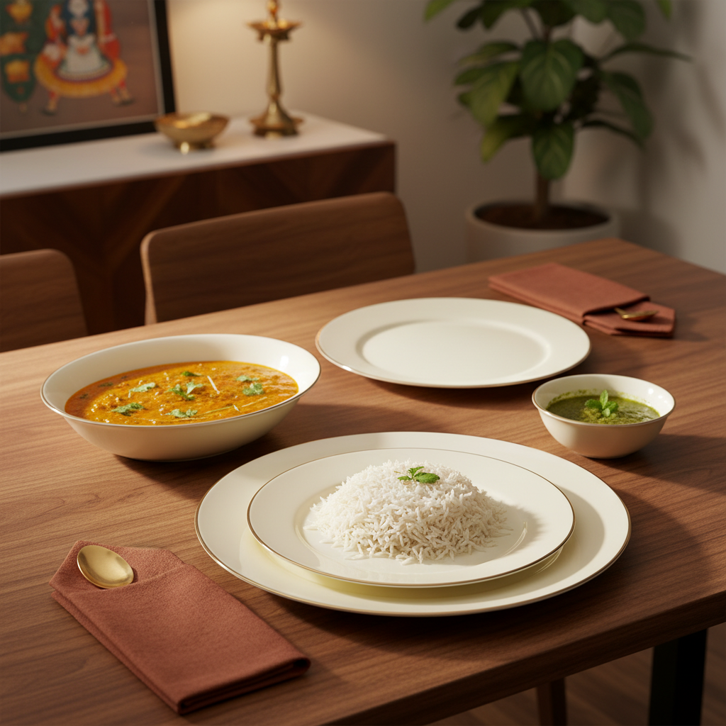 Ivory Gold Rim Dinnerware – Lifestyle Image