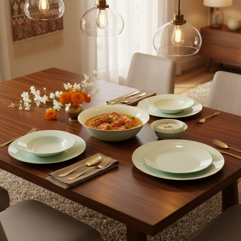 Mint Green Ceramic Dinnerware - Lifestyle Image