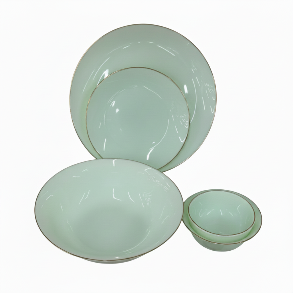 33 Pcs Dinner Set with Gold Line | Mint Green Ceramic | Premium Tableware