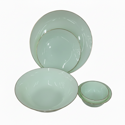 33 Pcs Dinner Set with Gold Line | Mint Green Ceramic | Premium Tableware