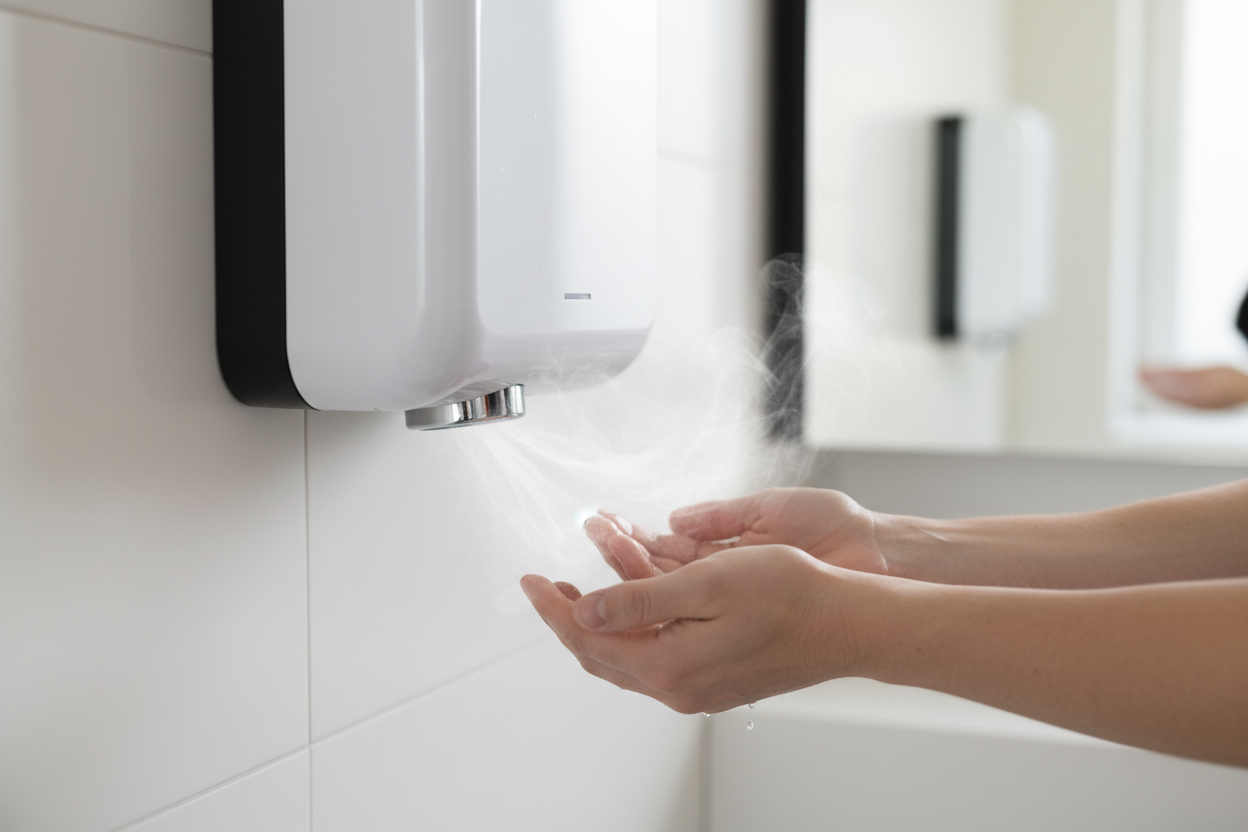 Person using hand dryer