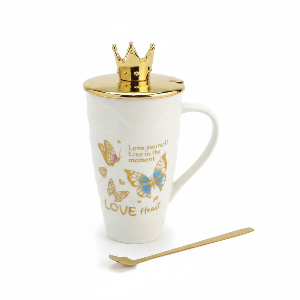 Premium Crown Lid Ceramic Mug