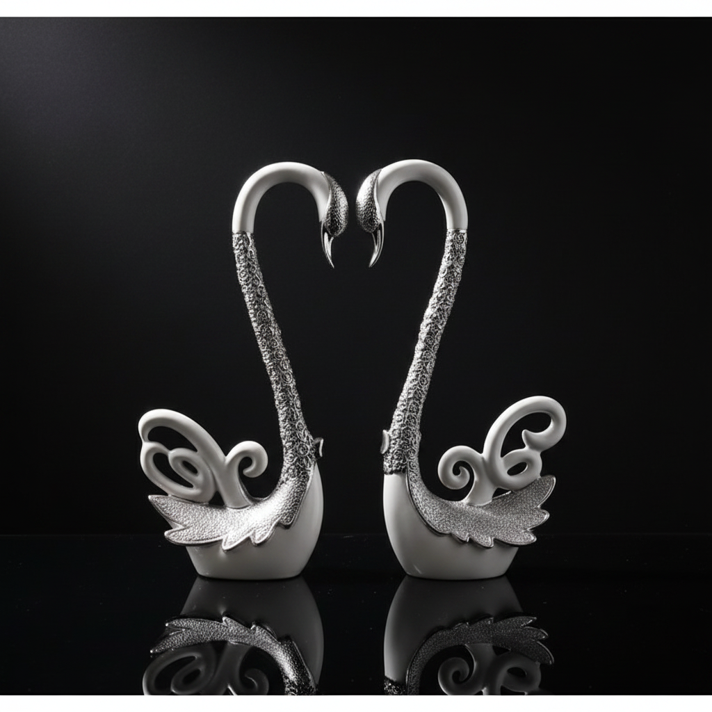 Swan Pair - Black Background