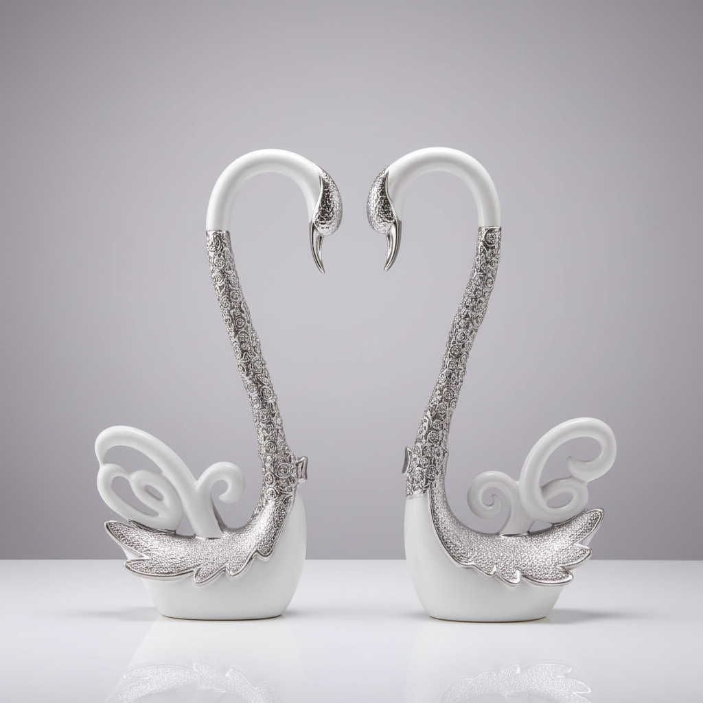 Swan Pair - Grey Background