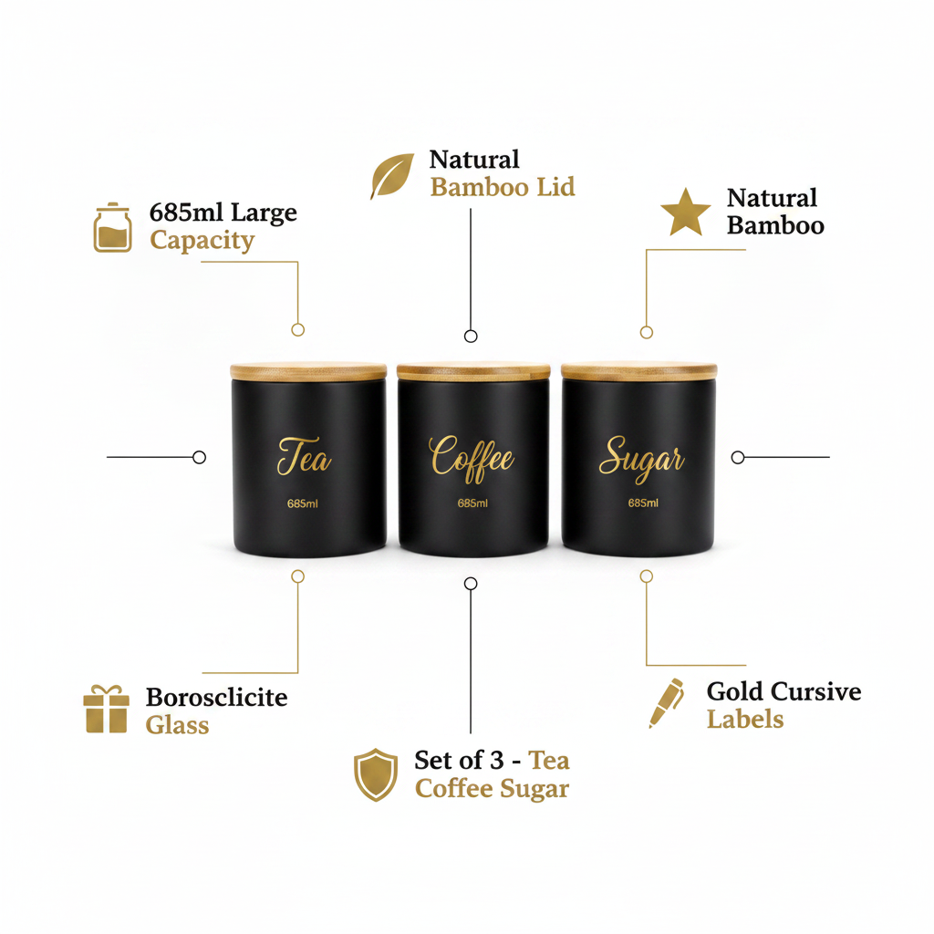 Tea Coffee Sugar Jar Features Infographic