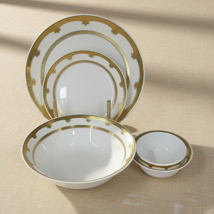 White Gold Fleur-de-lis Ceramic Set - Amazon Main Hero Image
